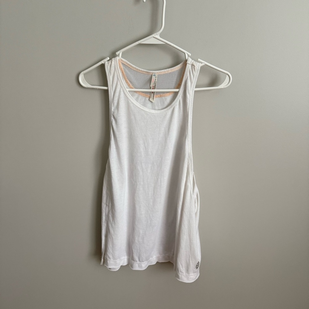 Free People Movement Large White Racerback Tank Side Slits VGUC